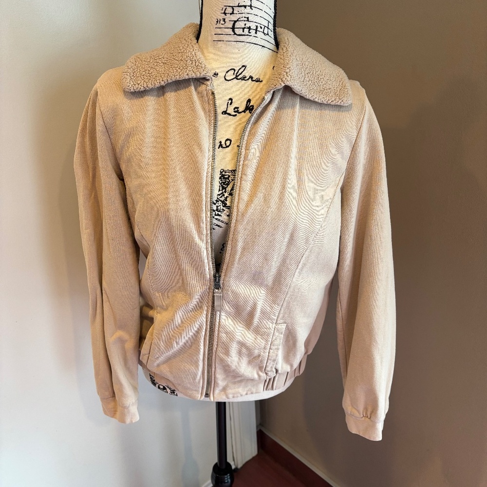 For the Republic cotton & sherpa zip up jacket